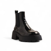 Europeon Union Women Black Vernis Leather Half Boot #3452
